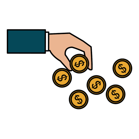 hand with coins money vector illustration designのイラスト素材