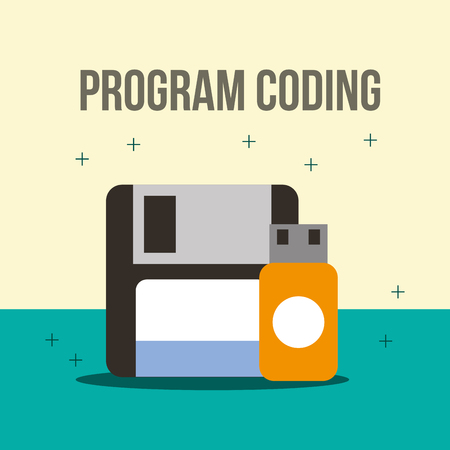 floppy disk usb memory program coding vector illustrationのイラスト素材