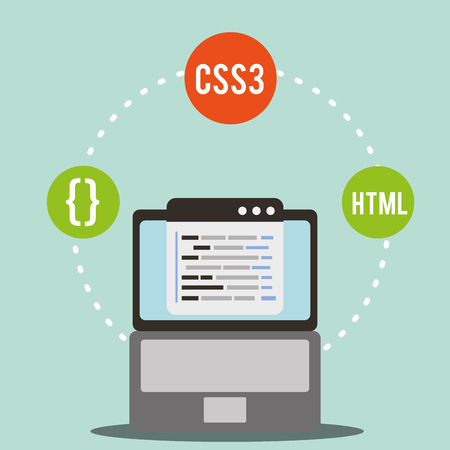 program coding laptop software language web creation vector illustrationのイラスト素材