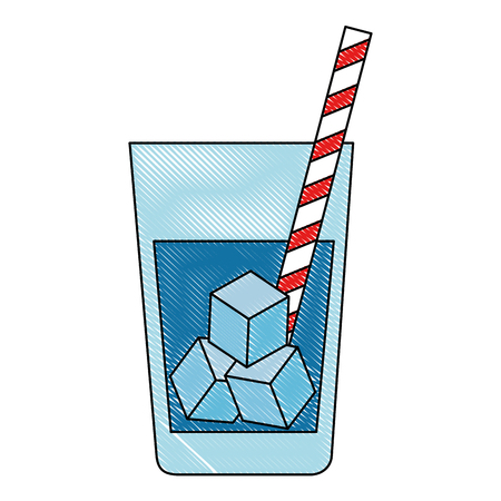 fresh beverage in glass with straw vector illustration designのイラスト素材