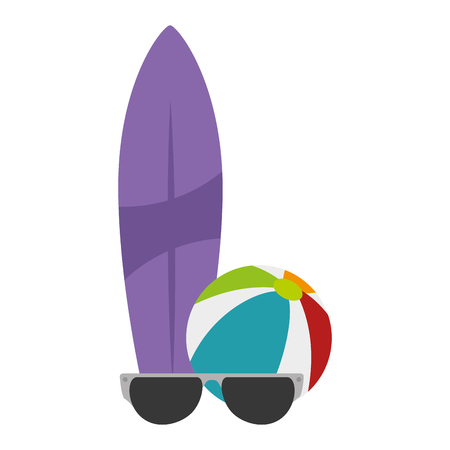 sunglasses summer with surfboard and balloon vector illustration designのイラスト素材