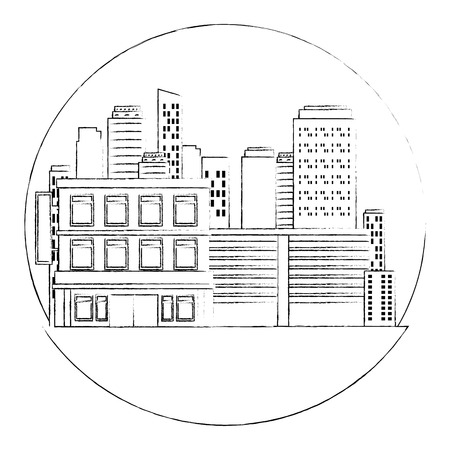 cityscape buildings scene icons vector illustration designのイラスト素材