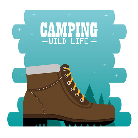 camping zone with boots vector illustration designのイラスト素材