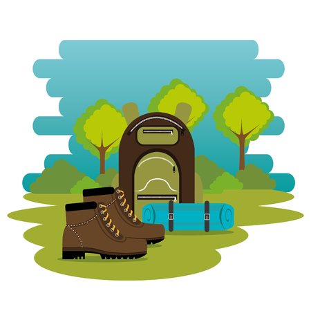 camping zone with equipment vector illustration designのイラスト素材