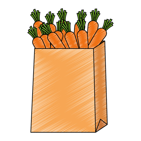 carrots fresh in shopping bag vector illustration designのイラスト素材