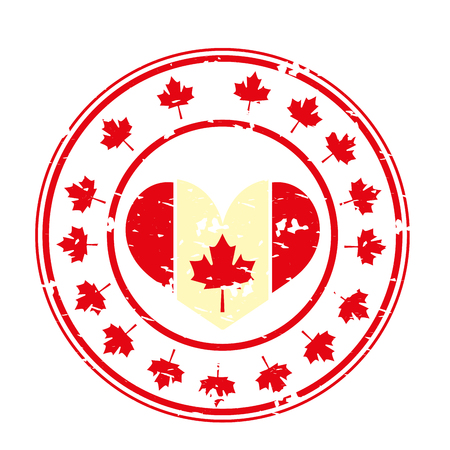 grunge style canadian flag in label decoration vector illustrationのイラスト素材