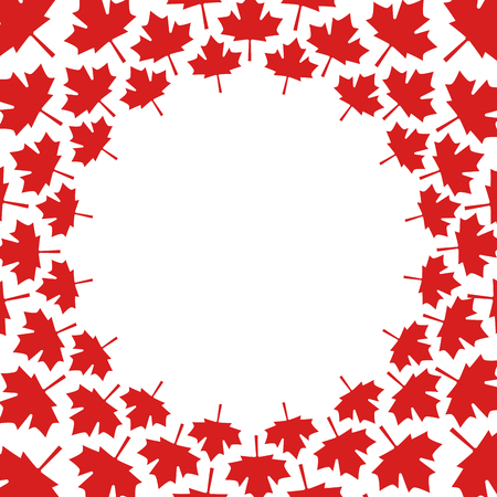 red maple leaf background round decoration vector illustrationのイラスト素材