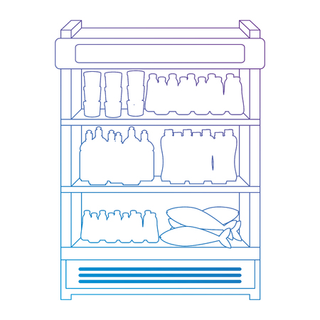 supermarket shelving with products vector illustration designのイラスト素材