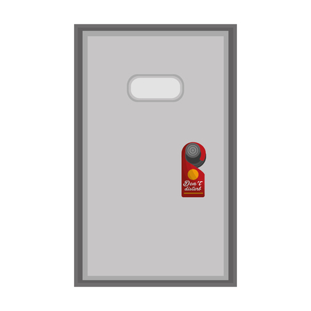 hotel room door with do not disturb tag vector illustrationのイラスト素材