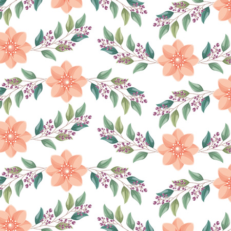 floral background flowers leaves berry decoration vector illustrationのイラスト素材