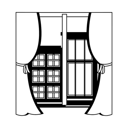 view from the window hotel buildings vector illustration vector illustrationのイラスト素材