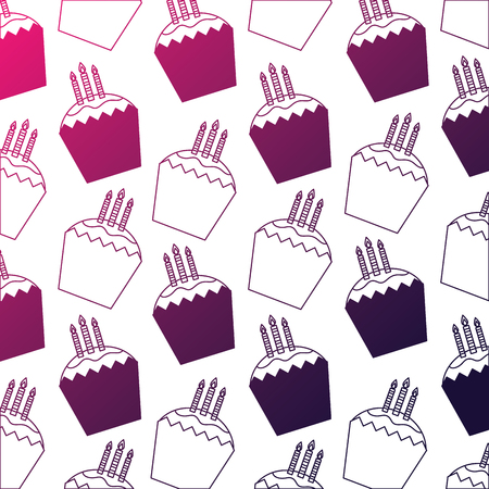 sweet cupcake with candles pattern vector illustration designのイラスト素材