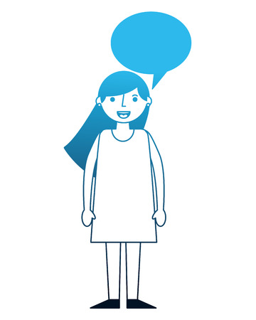 woman people character speech bubble vector illustration neon blueのイラスト素材