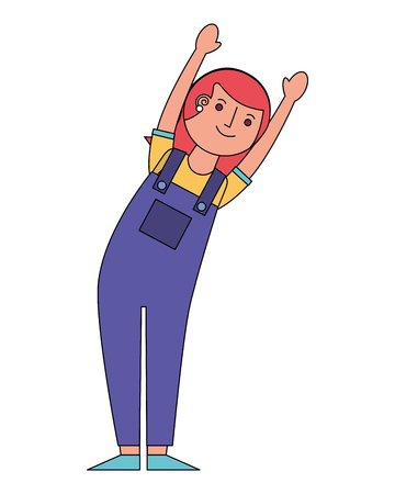 woman cartoon raised arms character vector illustrationのイラスト素材
