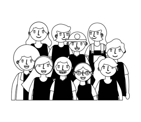 young people avatar character vector illustration designのイラスト素材