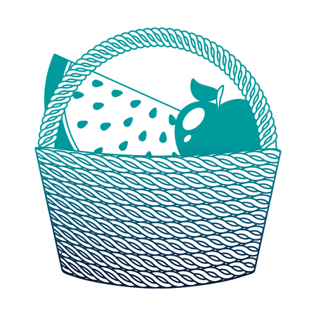 wicker basket with fresh fruits vector illustration neonのイラスト素材