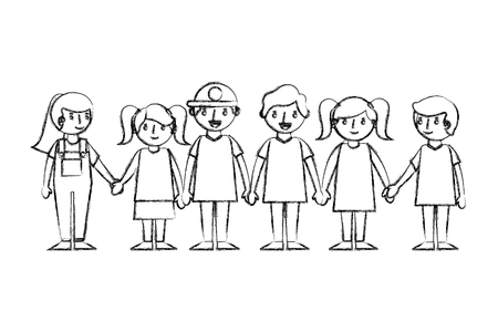group of kids friends characters vector illustration designのイラスト素材