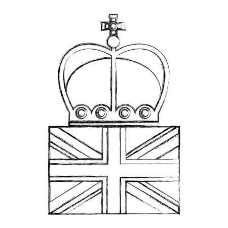 united kingdom flag and crown monarchy symbol vector illustrationのイラスト素材