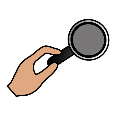 hand human with magnifying glass isolated icon vector illustration designのイラスト素材