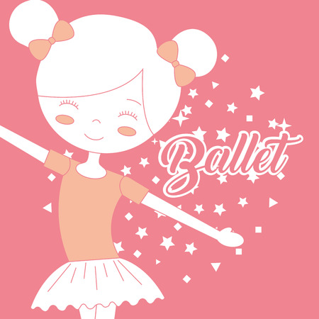 beautiful ballerina dancer ballet pink background vector illustrationのイラスト素材