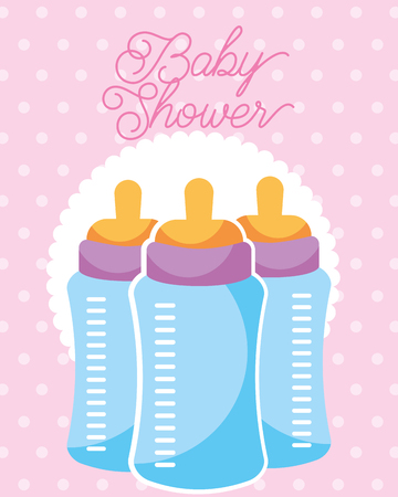 feeding bottles baby shower card vector illustrationのイラスト素材