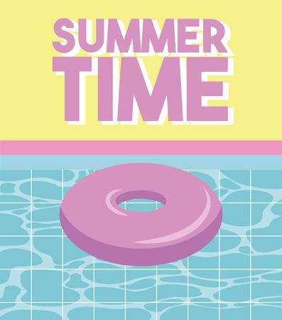 summer time vacation pool day fresh pink float vector illustrationのイラスト素材