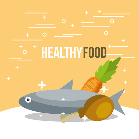fish and chicken carrot nutrition healthy food vector illustrationのイラスト素材