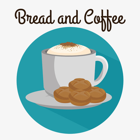 delicious breads and coffee label vector illustration designのイラスト素材
