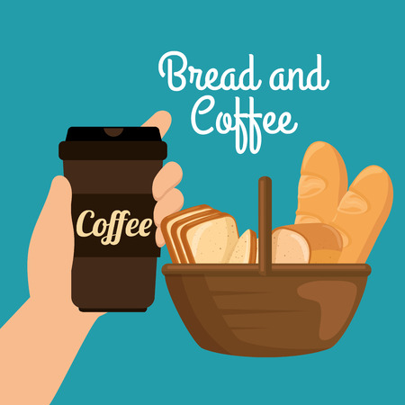 delicious breads and coffee label vector illustration designのイラスト素材