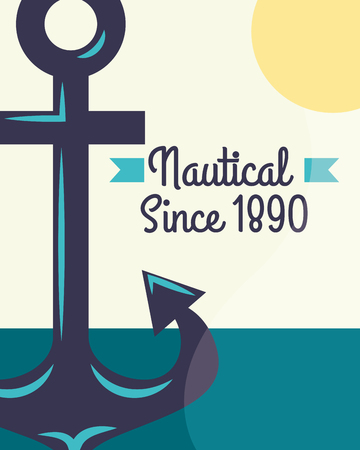 nautical maritime design sun ocean anchor sign vector illustrationのイラスト素材