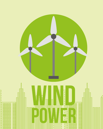 wind power station turbine city energy vector illustrationのイラスト素材
