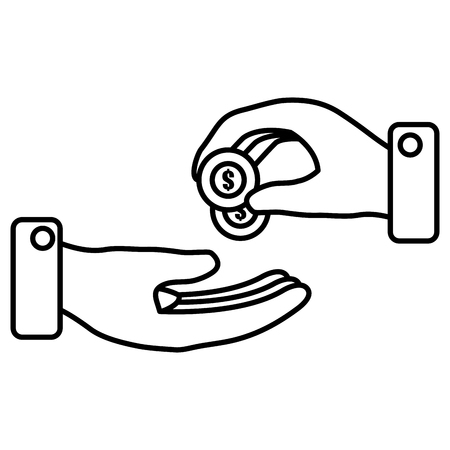 hand with coins money vector illustration designのイラスト素材