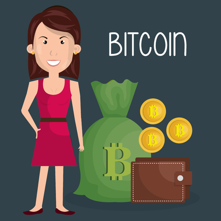 businesswoman with bitcoin business vector illustration designのイラスト素材