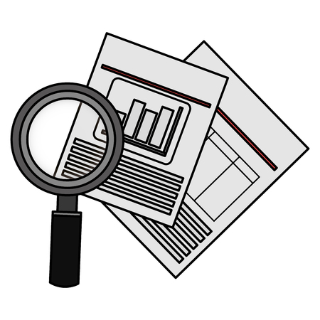 magnifying glass with documents vector illustration designのイラスト素材