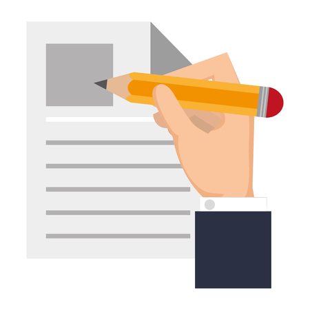 hand writing with pencil in documents vector illustration designのイラスト素材