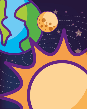 space galaxy cosmic card solar system moon world vector illustrationのイラスト素材
