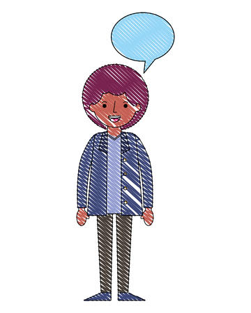 young woman with hair afro and speech bubble icon vector illustration designのイラスト素材