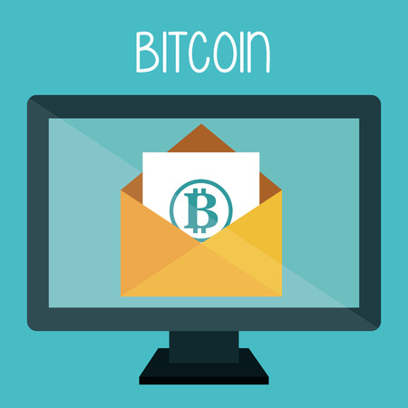 bitcoin business with desktop computer vector illustration designのイラスト素材