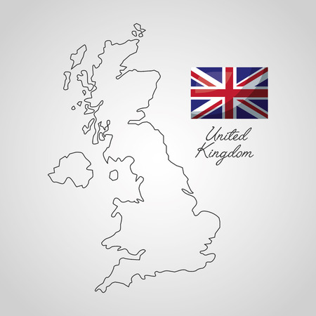 united kingdom country flag sketch map vector illustrationのイラスト素材