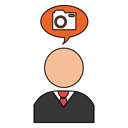 businessman with speech bubble and camera vector illustration designのイラスト素材