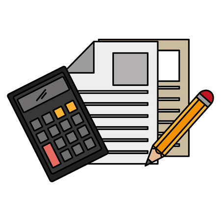 pencil write with documents and calculator vector illustration designのイラスト素材
