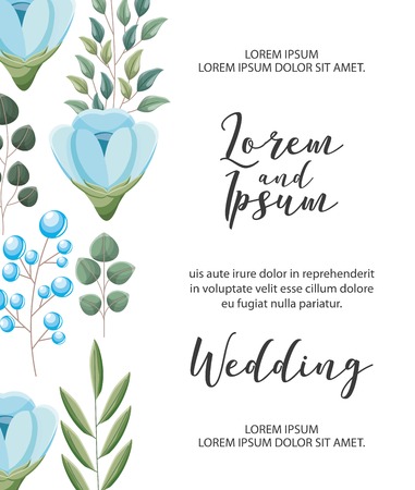 wedding invitation card flowers branch decoration vector illustrationのイラスト素材