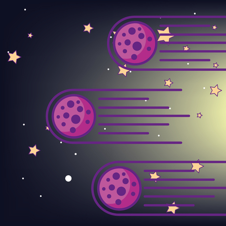 space galaxy card degrade background stars meteorites falling down vector illustrationのイラスト素材