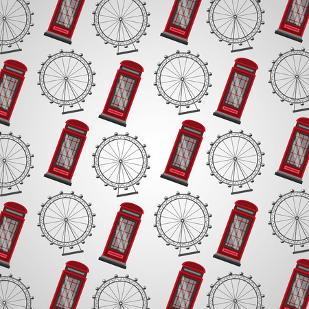 united kingdom country flag london eye telephone boxes background vector illustrationのイラスト素材