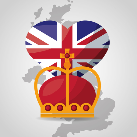 united kingdom places flag crown queen map background vector illustrationのイラスト素材