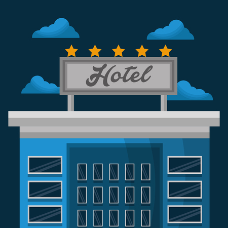 hotel service building lodging clouds vector illustrationのイラスト素材