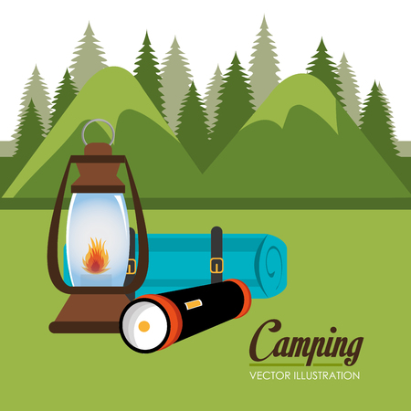 camping zone with equipment scene vector illustration designのイラスト素材