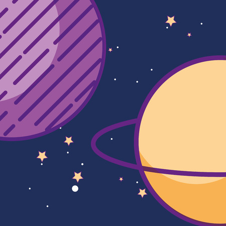 space galaxy card planets saturn stars vector illustrationのイラスト素材