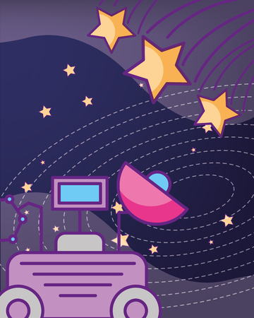 space galaxy cosmic card stars   car antenna signal connection system vector illustrationのイラスト素材
