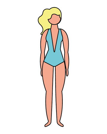 woman with swimsuit character vector illustration designのイラスト素材